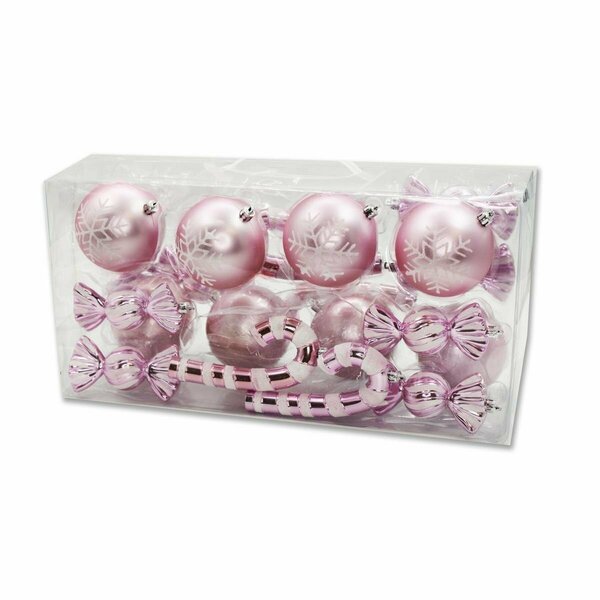 Queens Of Christmas Christmas Ornaments Pink & White, 20PK ORNPK-CDY-PI-20